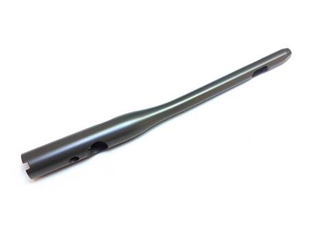 Machined titanium intramedullary surgical nail with precision-drilled holes, designed for orthopedic fixation