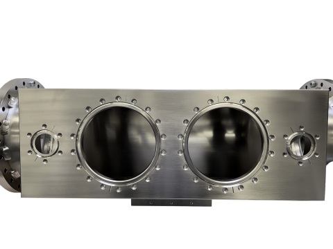 Precision-machined aluminum component with multiple circular cutouts and flange