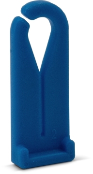 Blue silicone component with a hook shape, likely used for industrial or medical applications
