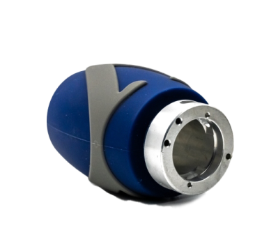 Overmolded instrument handle with silicone and metal components for enhanced grip and durability