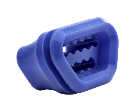 Blue silicone molded gasket and guide with textured interior for secure medical use