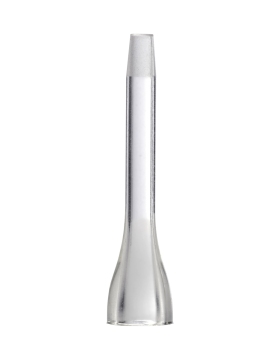 Clear plastic injection molded nozzle tip with a tapered end
