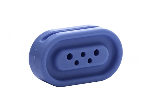 Blue silicone gasket with multiple holes for industrial use, designed for sealing applications.